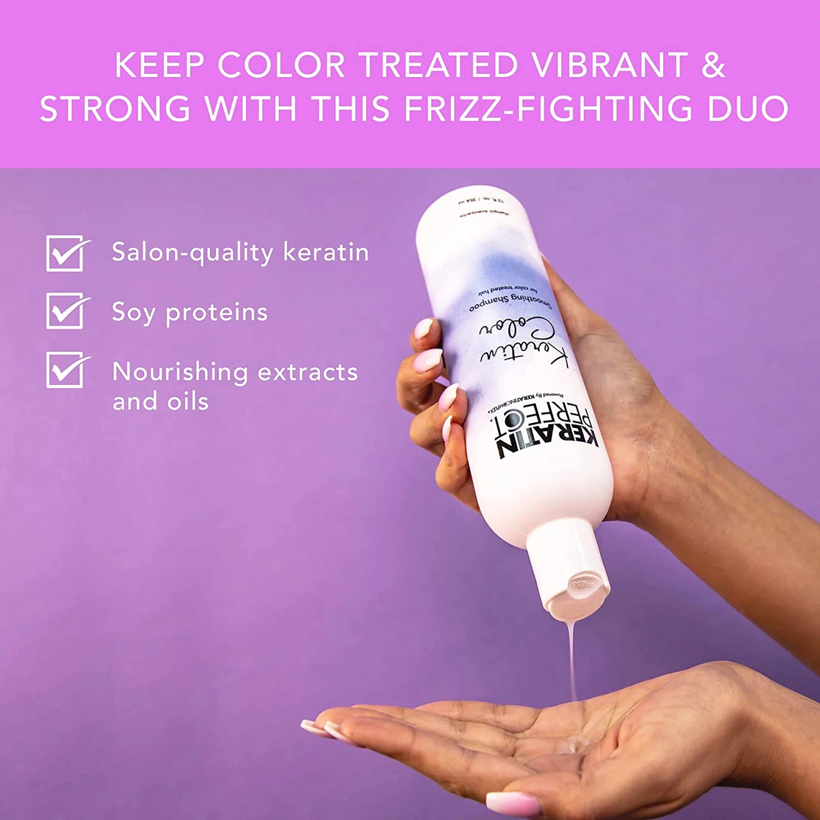 Шампунь для окрашивания волос Keratin Color Shampoo от Keratin Perfect для мужчин и женщин - 355 мл - упаковка из 3 штук, прозрачный — фото 2
