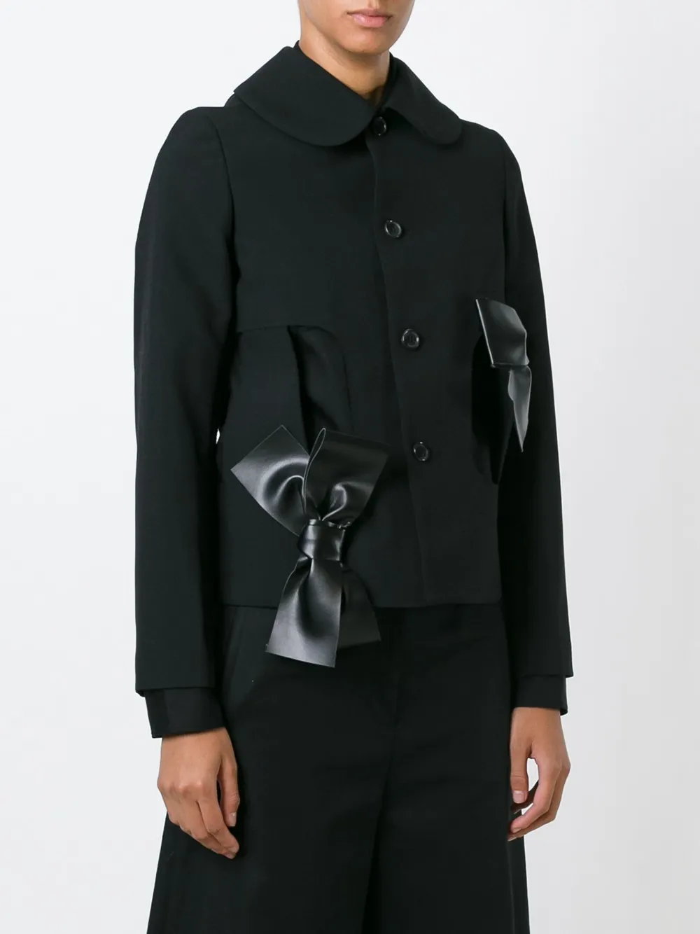 Пиджак с бантами и вырезными деталями COMME DES GARCONS, черный — фото 3