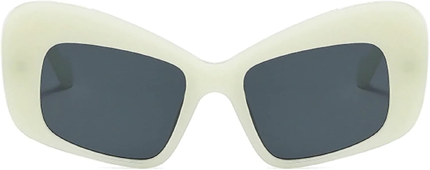 

Винтажные большие солнцезащитные очки «кошачий глаз» для женщин, модные, уникальные, с бабочками, дизайнерские, элегантные, большие, размер N45 mincl, White