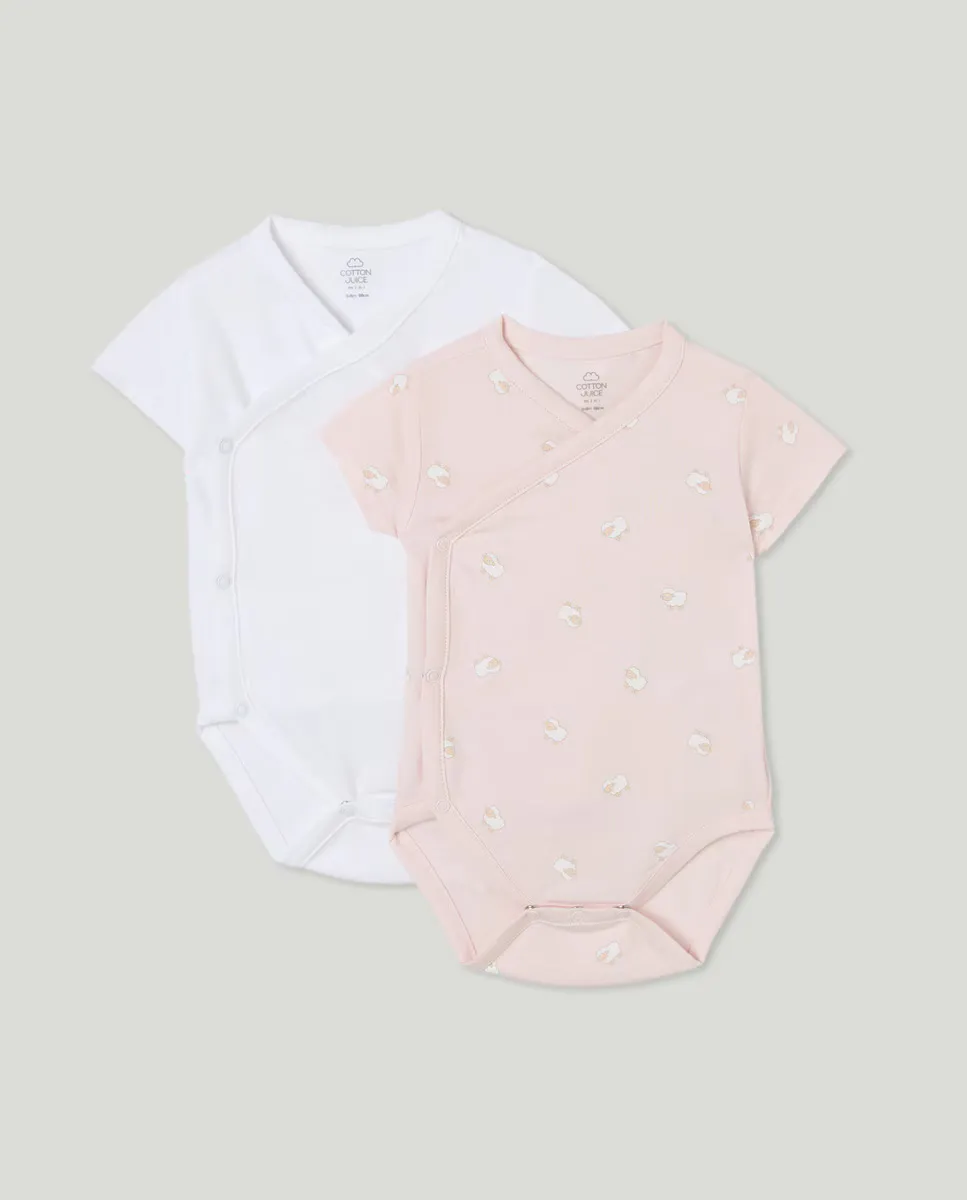 

Упаковка из двух боди с короткими рукавами Cotton Juice, розовый