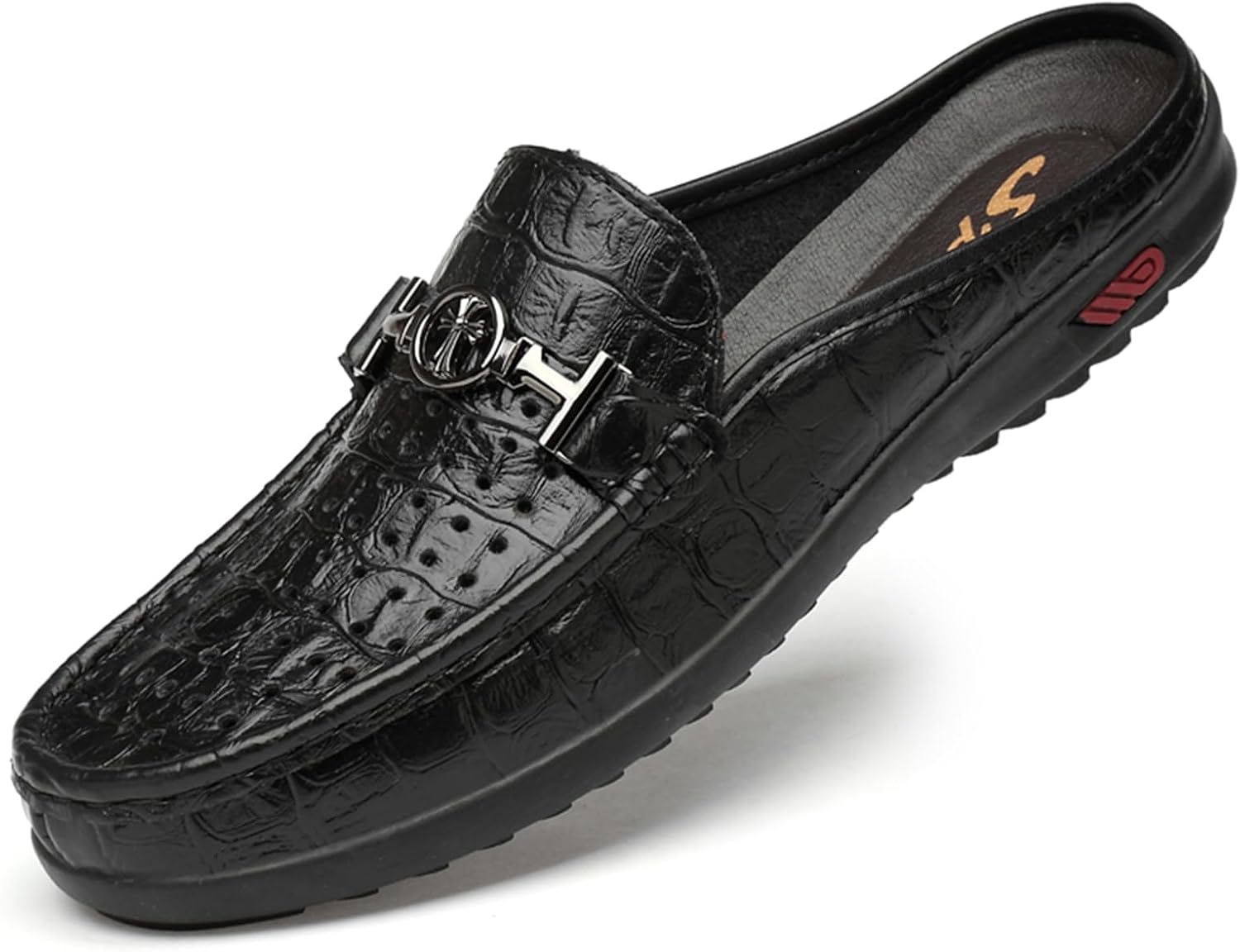 

Мужские тапочки Abborora, слипоны-лоферы, кожаные, для официального и повседневного ношения, с открытой пяткой, черный