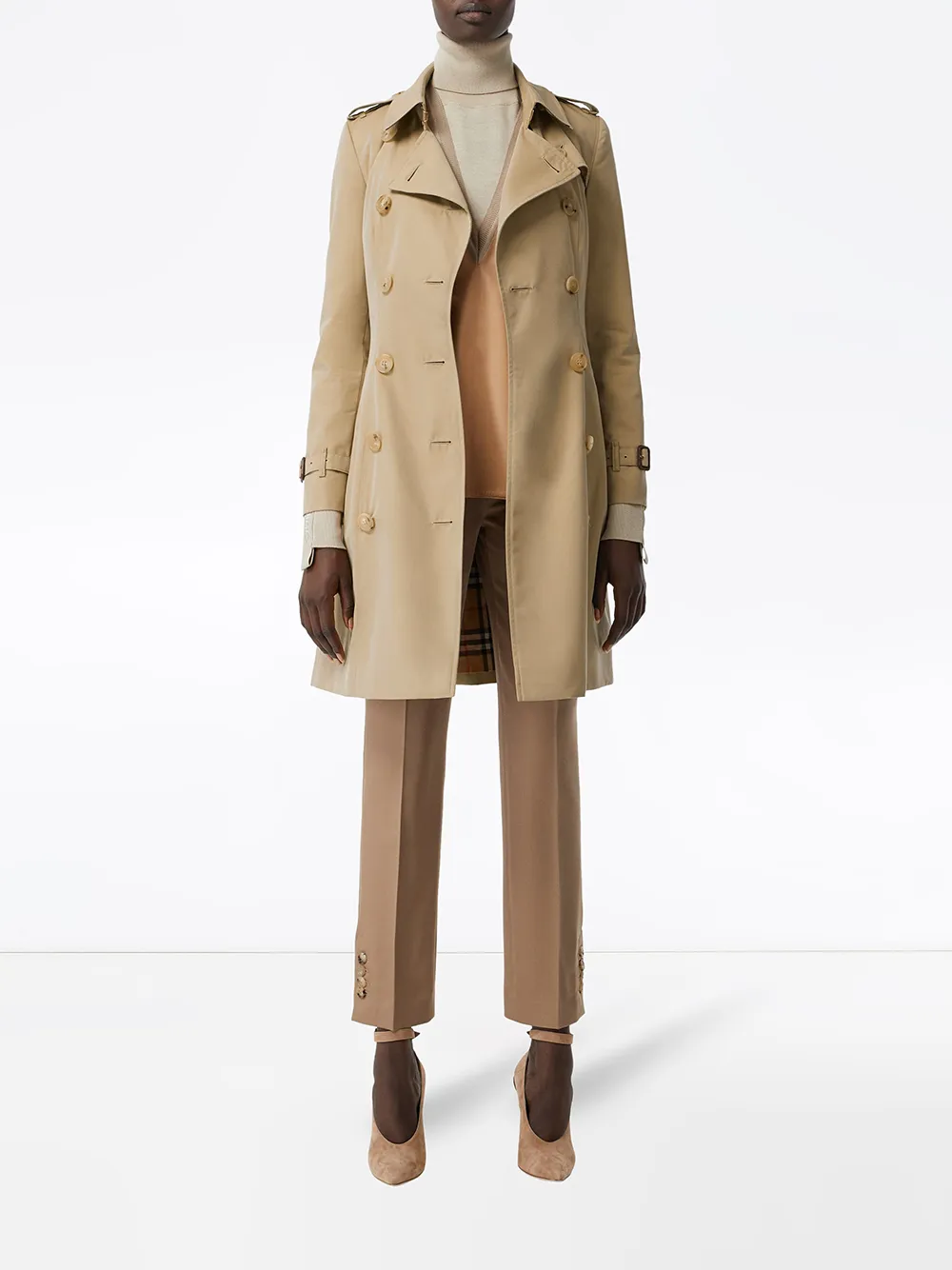 Тренч Burberry Chelsea Heritage двубортный, хлопок, нейтральный — фото 3
