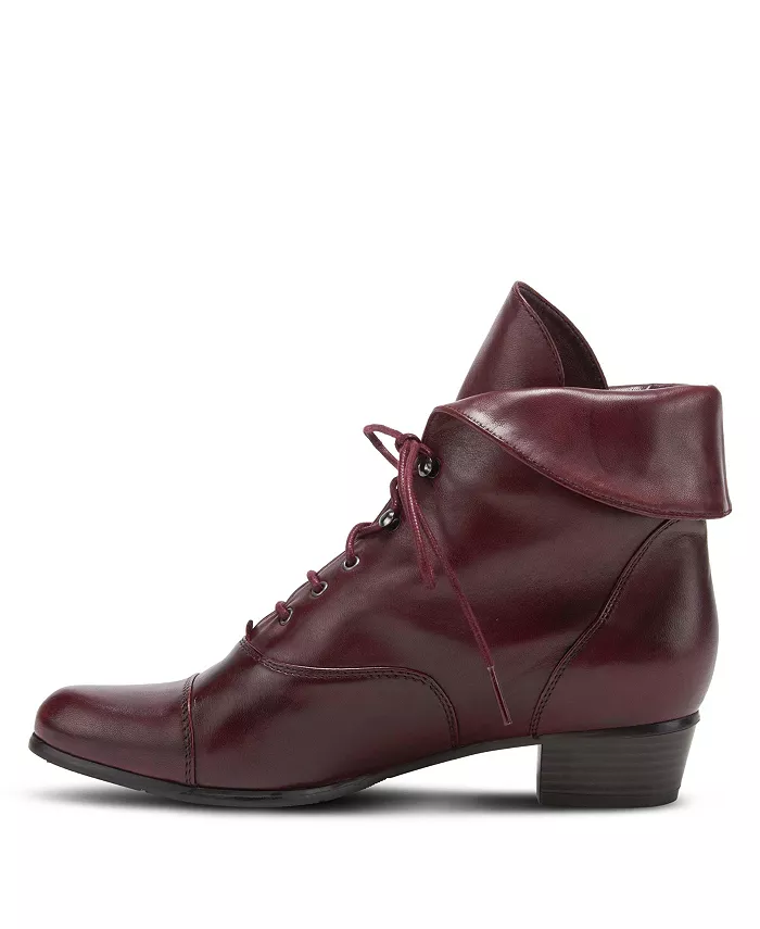 Galil Polished Leather Lace-Up Bootie с отложным манжетом и каблуком stacked heel Spring Step, красный — фото 2