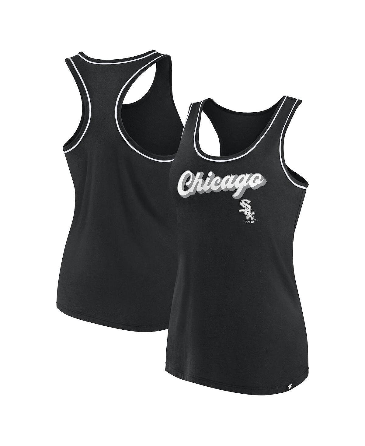 

Женская черная майка с фирменным логотипом Chicago White Sox и логотипом Racerback Fanatics, черный