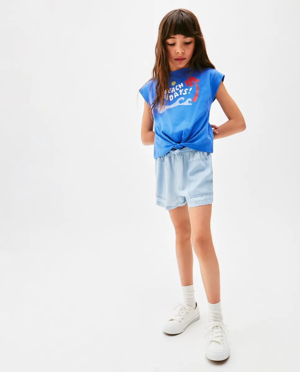 

Женские шорты тенсель с карманами Kids El Corte Inglés, цвет 490 Petróleo