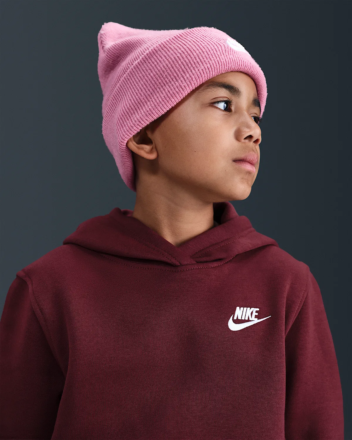 Детская толстовка Nike Sportswear Club Fleece, Dark Team Red/White — фото 3