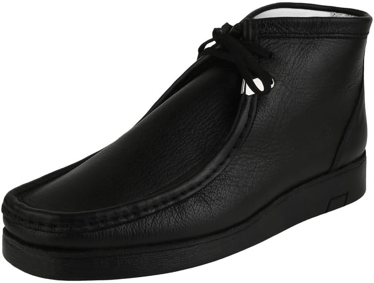 

Мужские дезертные ботинки LIBERTYZENO с мыском-мокасином, из натуральной кожи, шнуровка, повседневные чукка-ботинки для взрослых на Рождество, черный