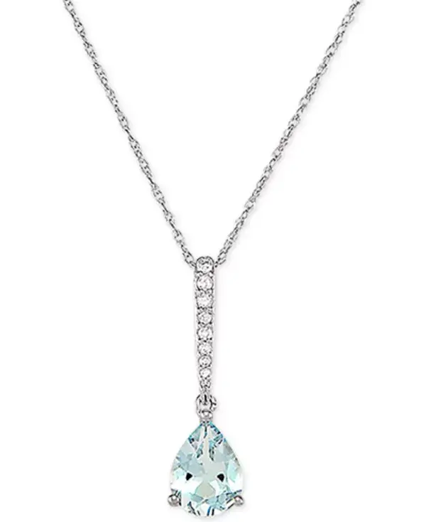 

Ожерелье с подвеской 18 дюймов из 14-каратного белого золота с аквамарином (7/8 карата) и бриллиантом (1/20 карата) Macy'S, aquamarine