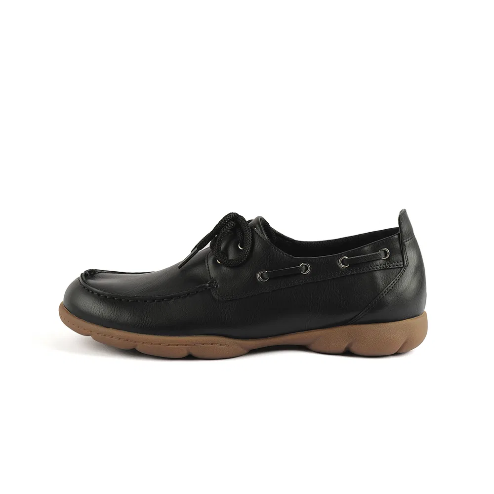 Мужские мокасины из искусственной кожи FOGGY MOODY Boat Men 0019 чёрные