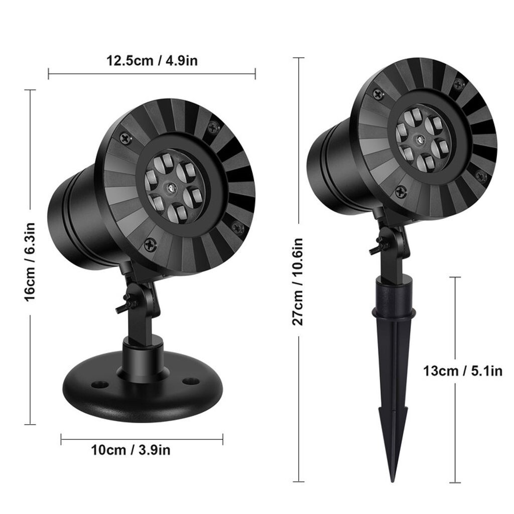 

Хэллоуин Рождественские прожекторы Наружные движущиеся огни снежинок Водонепроницаемые для праздничной вечеринки Садовая свадьба Крытый наружный декор, Цветная снежинка ele eleoption, черный