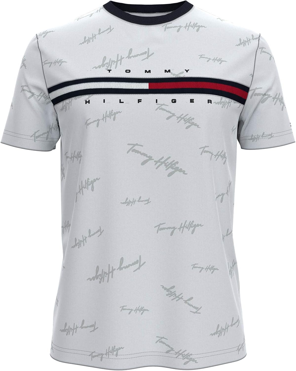 

Мужская футболка с коротким рукавом и фирменными полосками Tommy Hilfiger, Bright White Print, Белый, Мужская футболка с коротким рукавом и фирменными полосками Tommy Hilfiger, Bright White Print