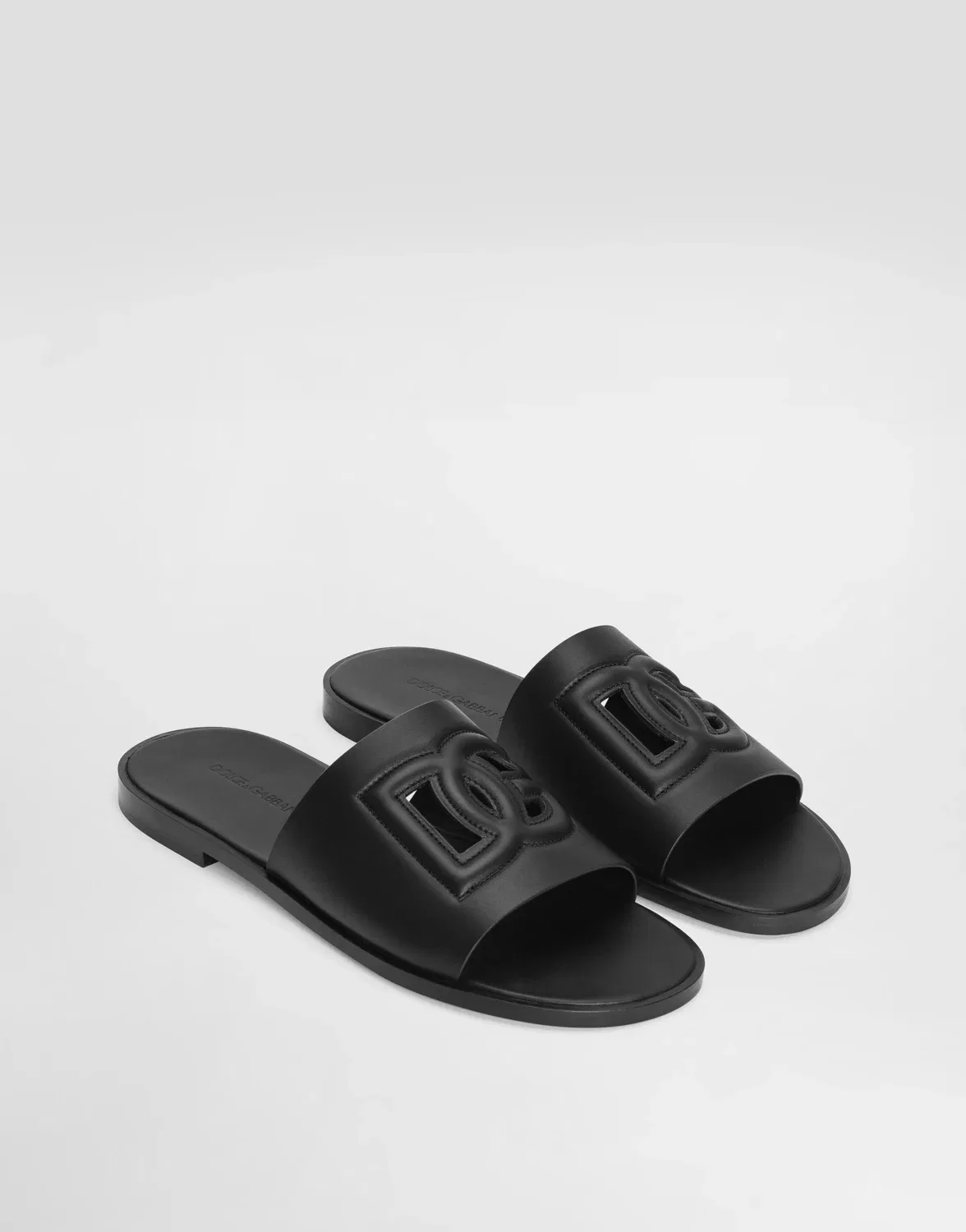 Сланцы из телячьей кожи DOLCE & GABBANA, черный — фото 2