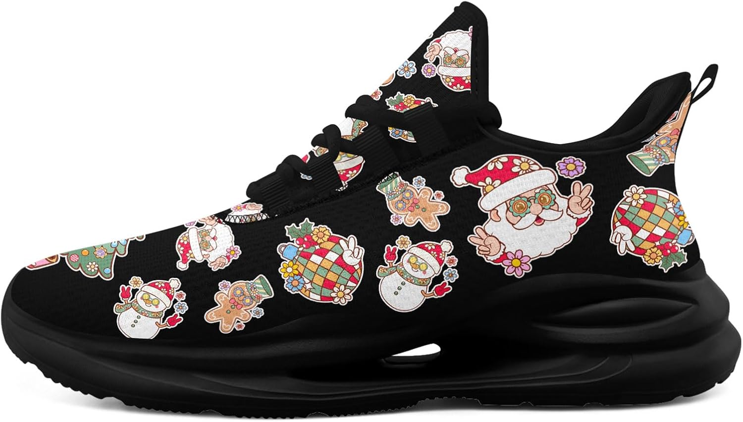 

Рождественские кроссовки для мужчин и женщин, легкие спортивные с сеткой, праздничная обувь для тренировок, зала и тенниса Onegam, черный/красный/коричневый