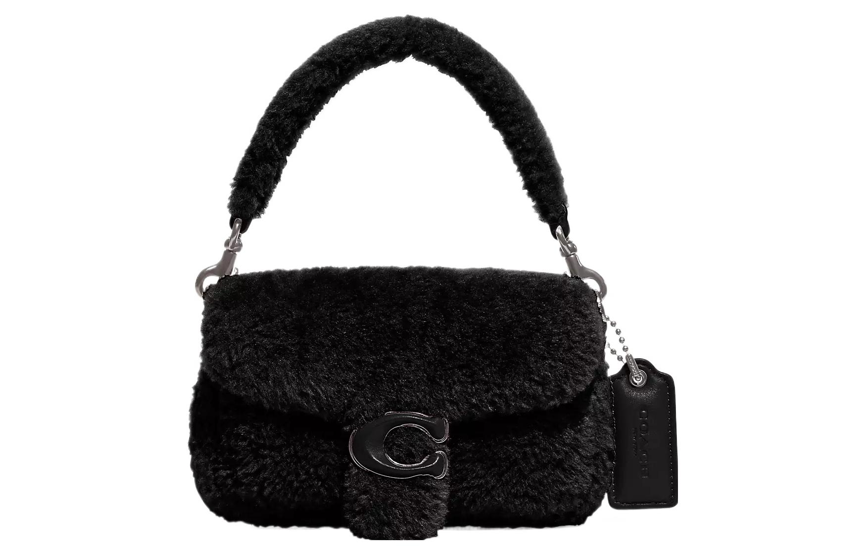 

Сумка-подушка из овчины, женская маленькая сумка через плечо черная COACH