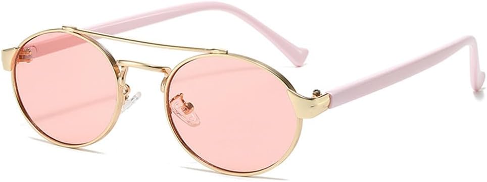 

Винтажные металлические солнцезащитные очки с двойной перемычкой, овальные, для женщин, в стиле панк, для мужчин, градиентные, с защитой от УФ-излучения UV400 HDUBFY, Golden Pink