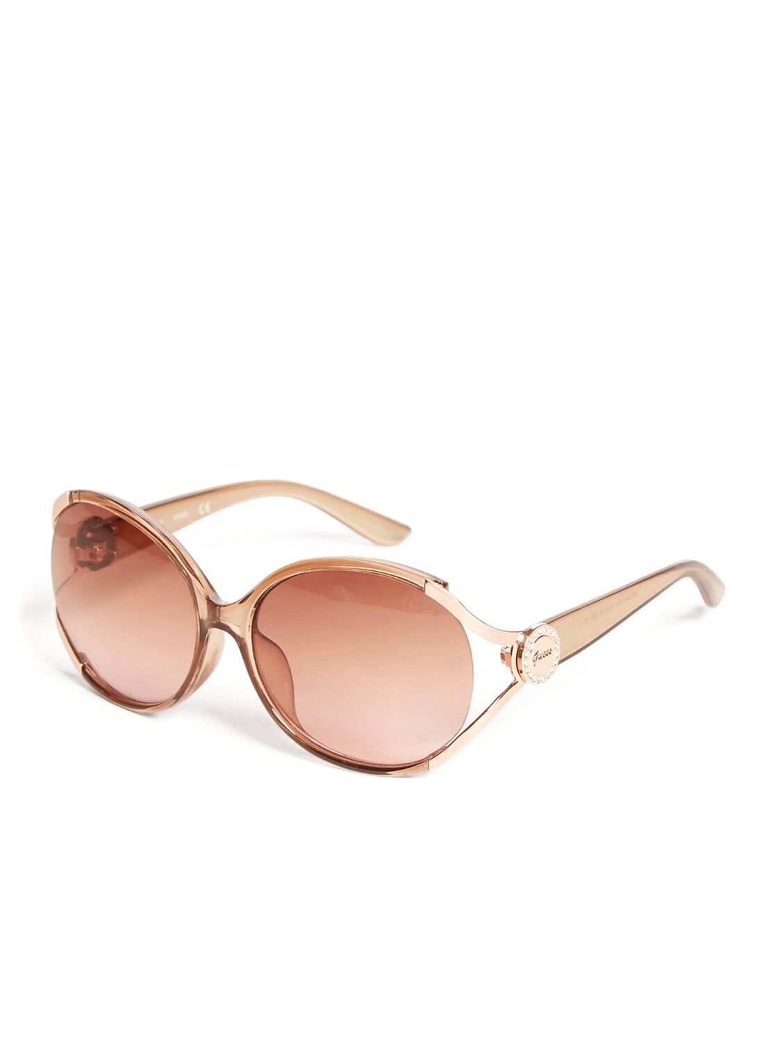 

Пластиковые солнцезащитные очки с надписью и логотипом Guess Factory, цвет Tan