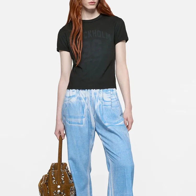 Футболка с выцветшим эффектом Acne Studios синяя — фото 4