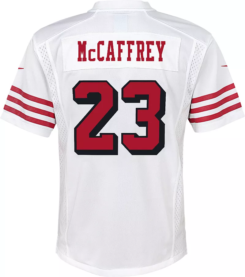Nike Youth San Francisco 49ers Кристиан Маккефри # 23 Альтернативная белая игровая майка — фото 2