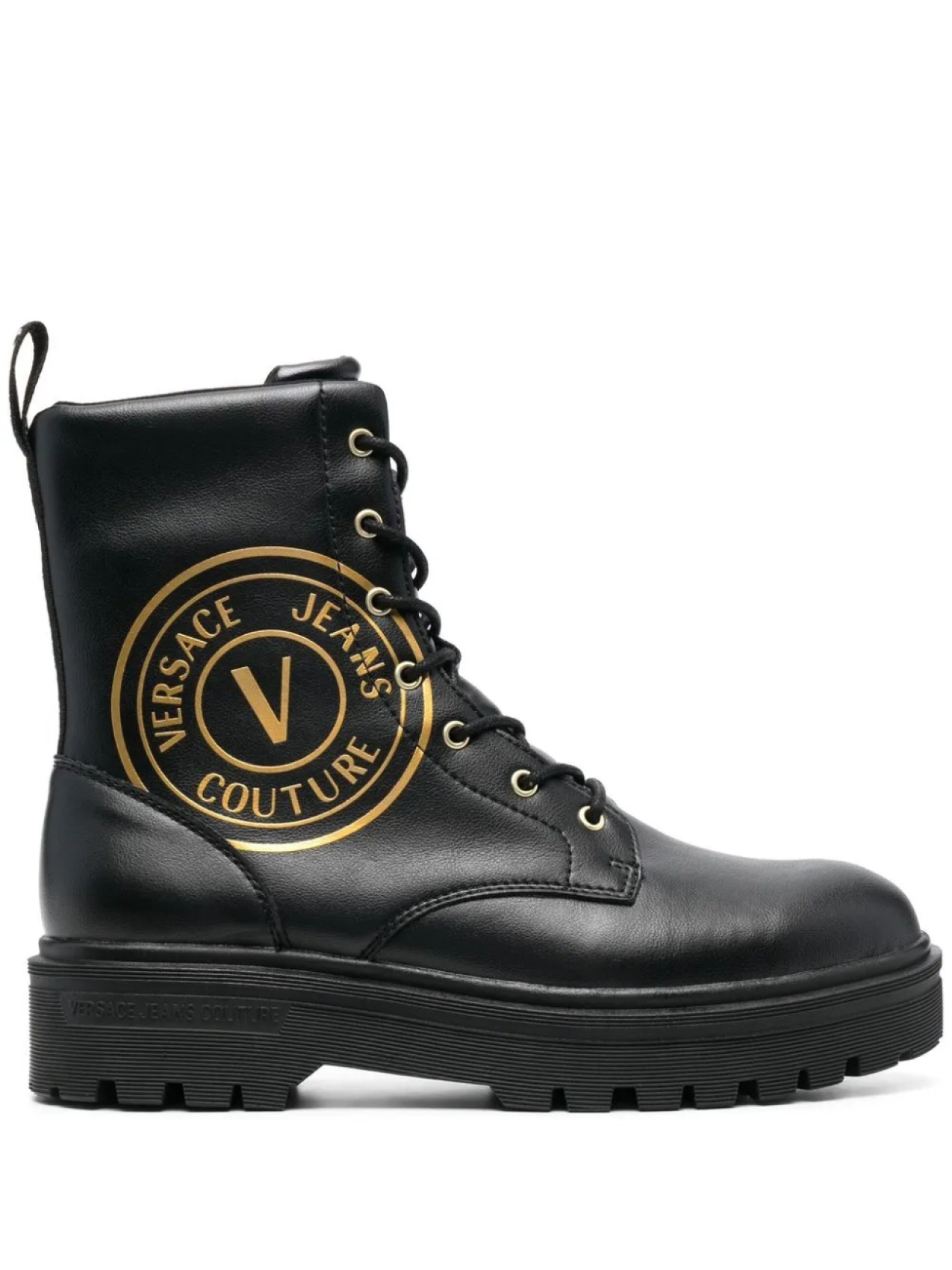 

Ботинки в стиле милитари с логотипом Versace Jeans Couture, черный
