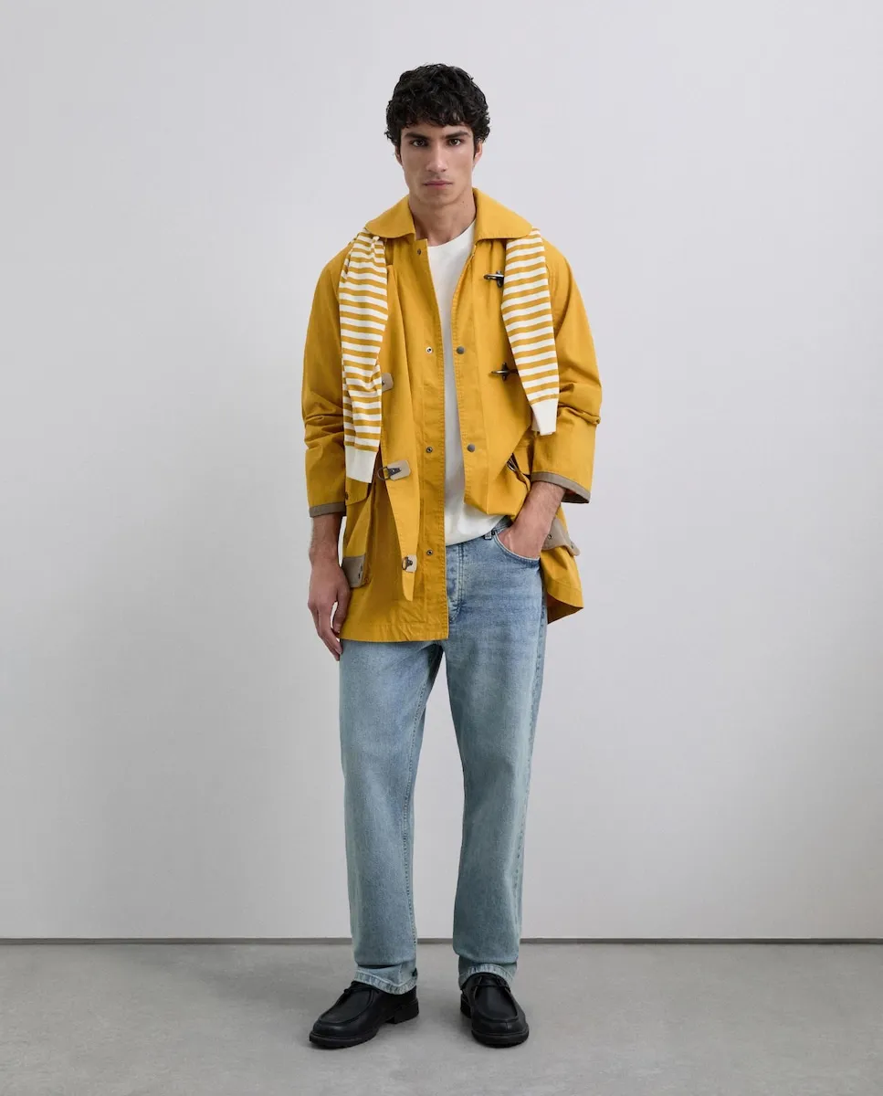 

Мужская парка свободного кроя с реглановыми рукавами и круглым воротником в стиле рубашки Scalpers, желтый