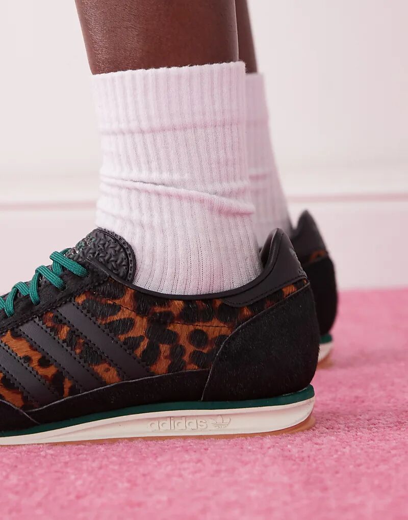 Кроссовки SL 72 OG с леопардовым принтом и черного цвета adidas Originals — фото 4