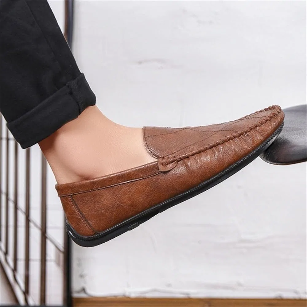 Лоферы кожаные Mens Vegan Leather Loafers, коричневый DHFIRUFSHLO — фото 4