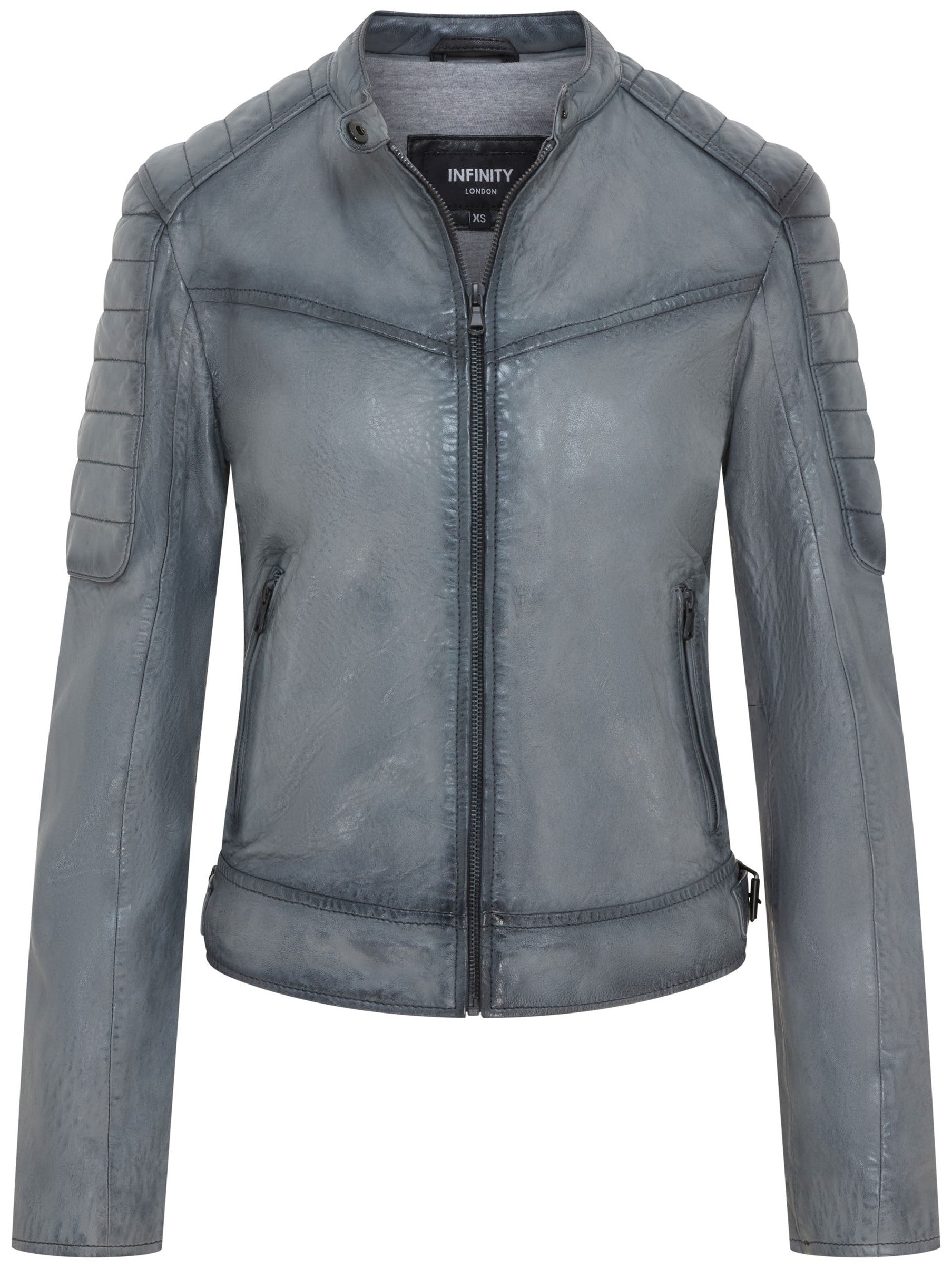 

Женская кожаная куртка в стиле ретро с стеганой отделкой - Horten Infinity Leather, серый