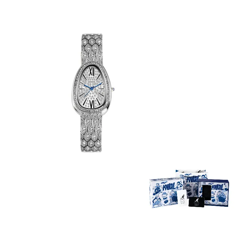 

KANGOL Кварцевые женские часы с металлическим браслетом и серебристым циферблатом