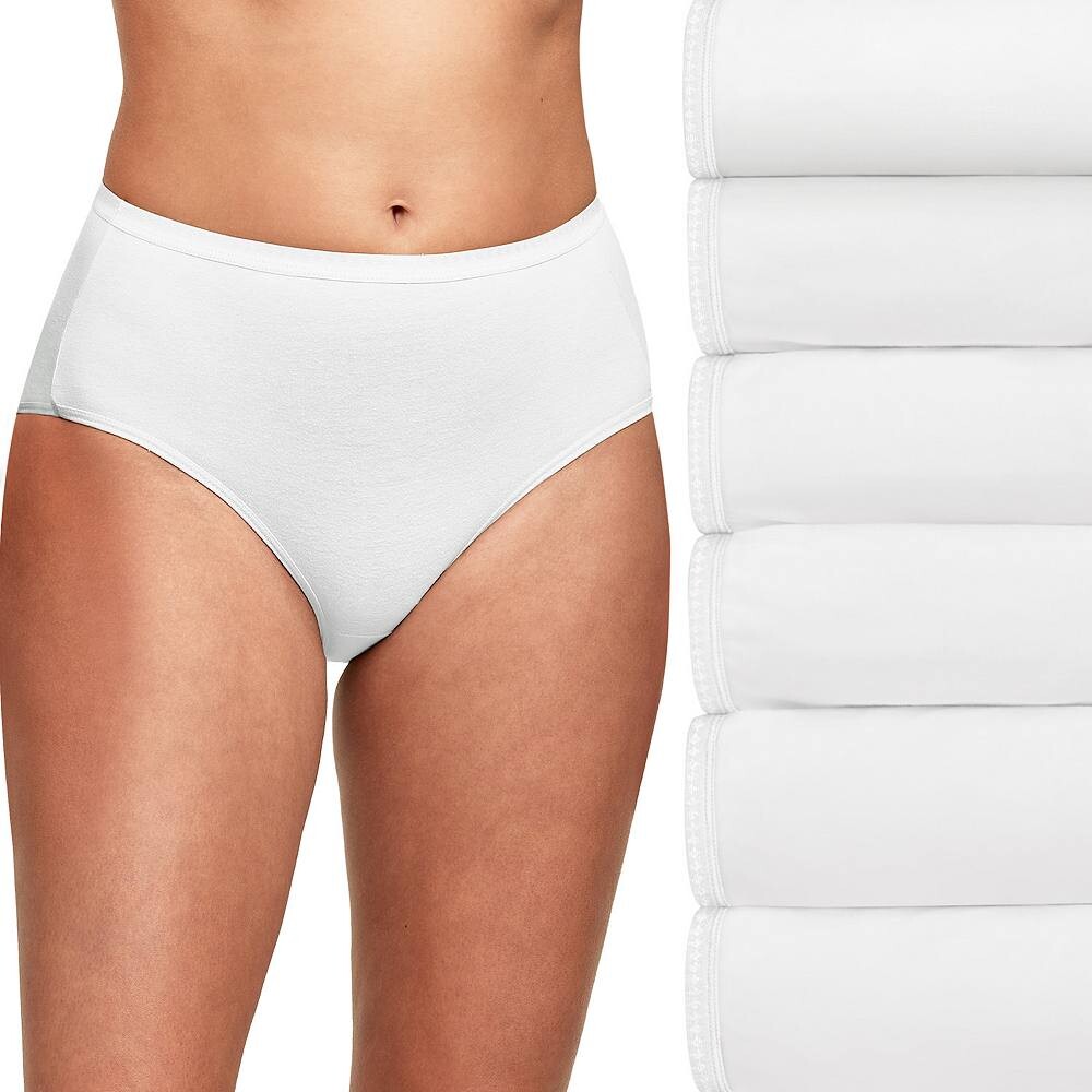 

Женские трусы Hanes Ultimate из 6 комплектов дышащего хлопкового нижнего белья, разные принты 40H6CC, цвет White Asst