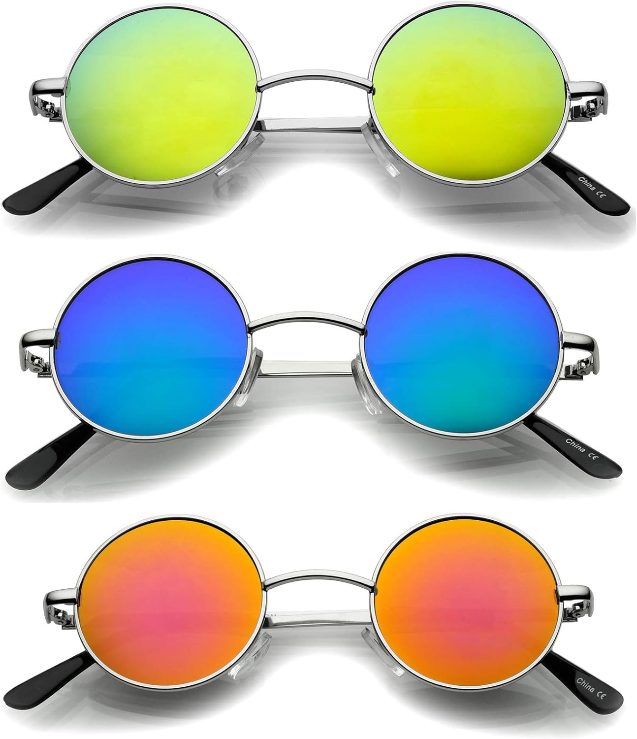 

Солнцезащитные очки zeroUV в стиле ретро-винтаж, круглые, металлические, в стиле Леннона (в комплекте 3 штуки в роскошном футляре (цвета: огонь/солнце/лед)), Deluxe Case 3-pack (Fire/Sun/Ice)