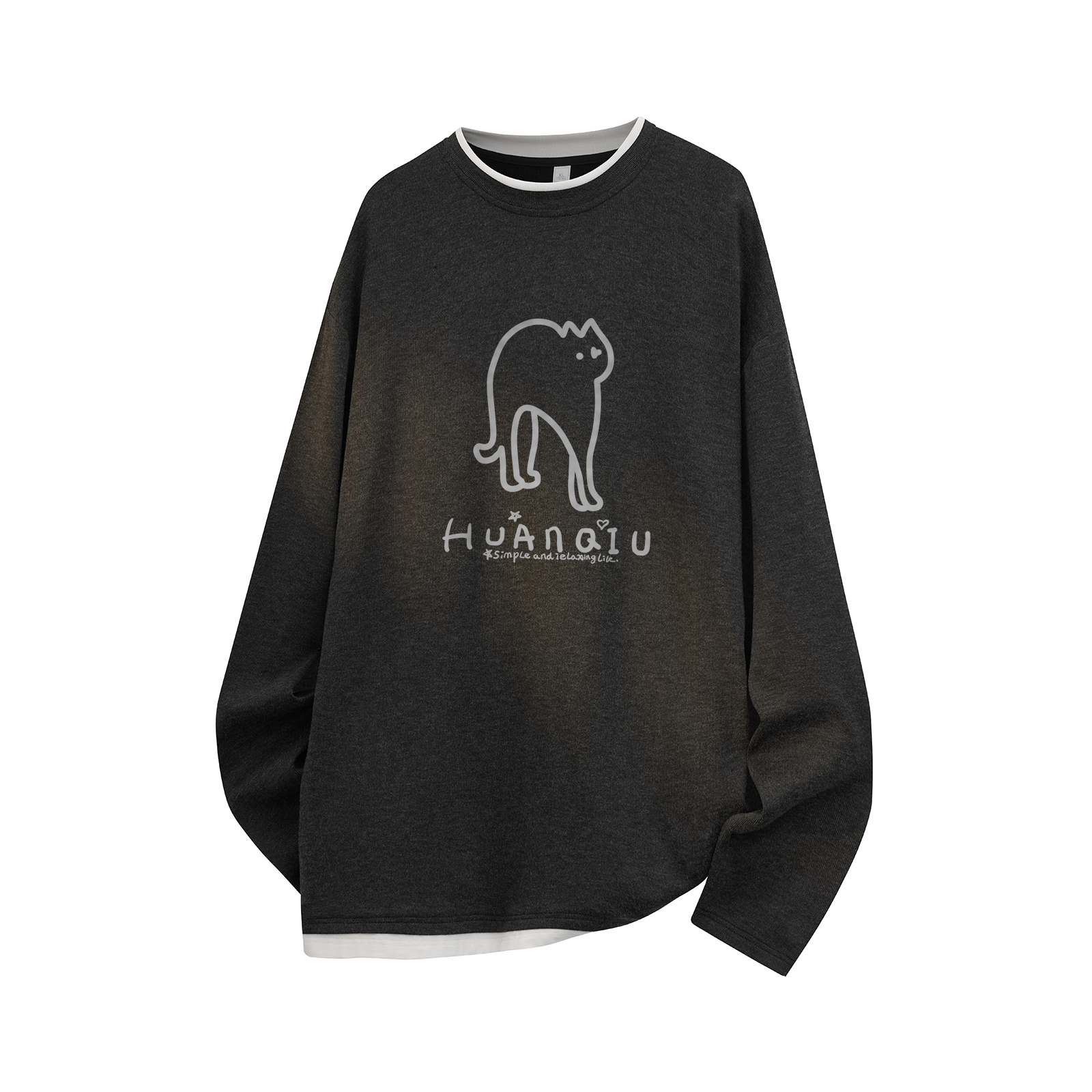 

Футболка Unisex Crew Neck Moderate Mock Two Piece HUANQIU, черный серый