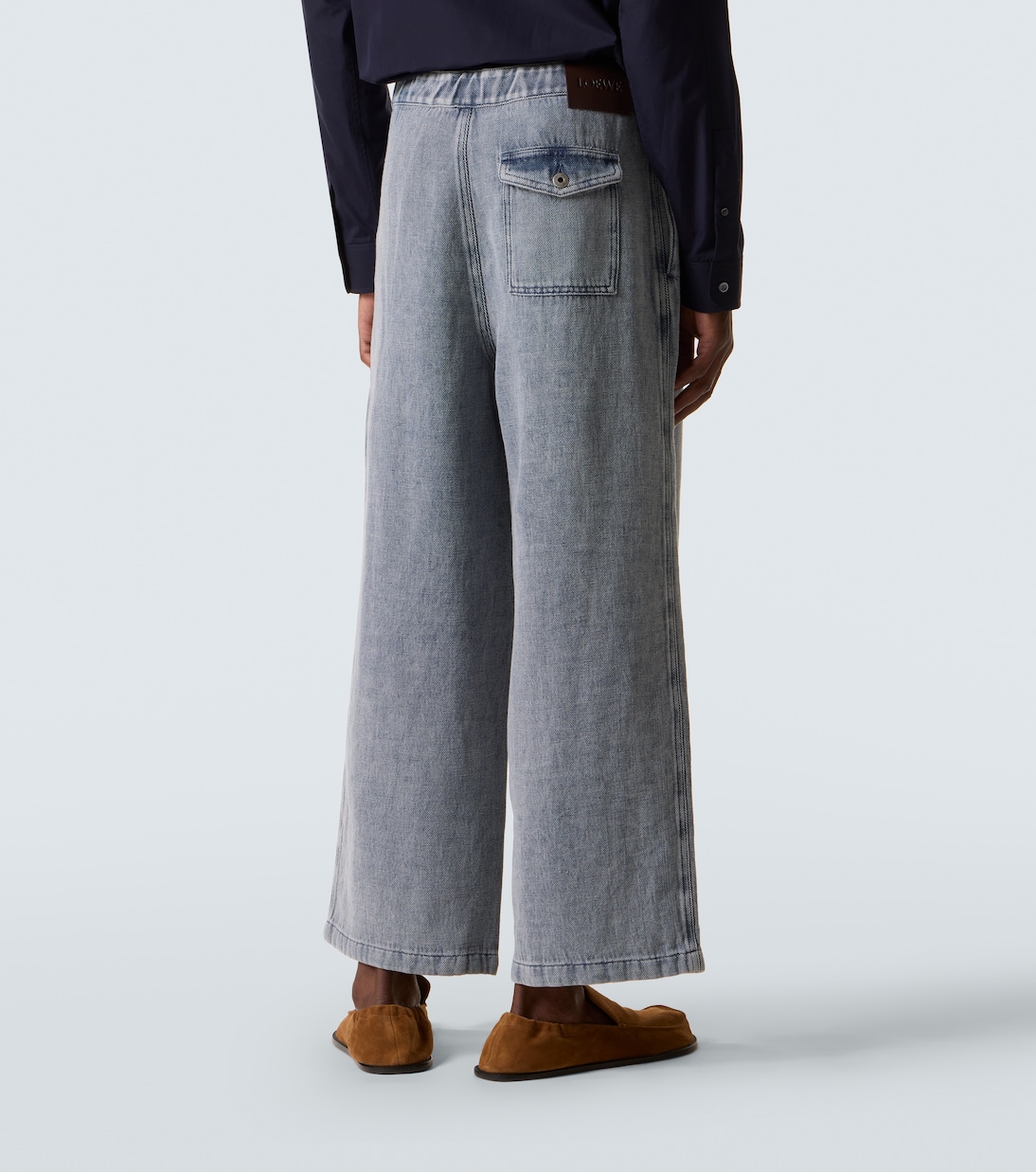 Джинсы со средней посадкой и широкими штанинами Loewe, Grey Blue — фото 4