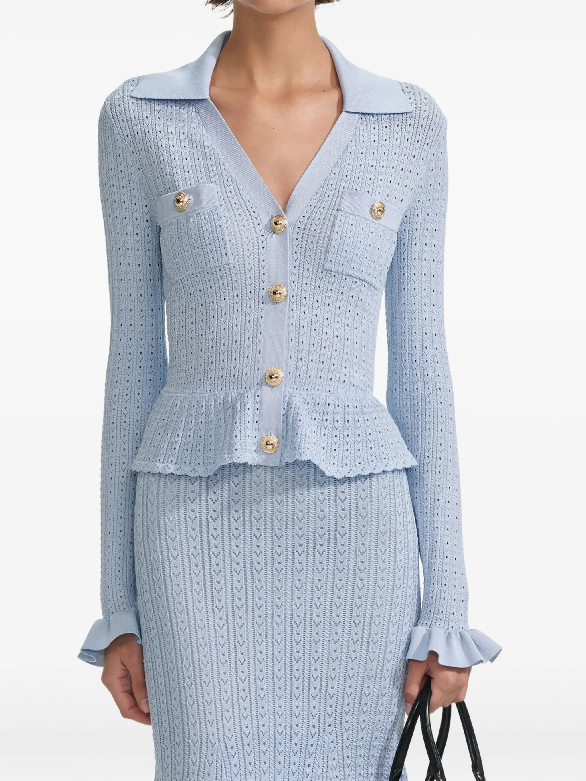 

Платье миди в технике кроше Self-Portrait, синий