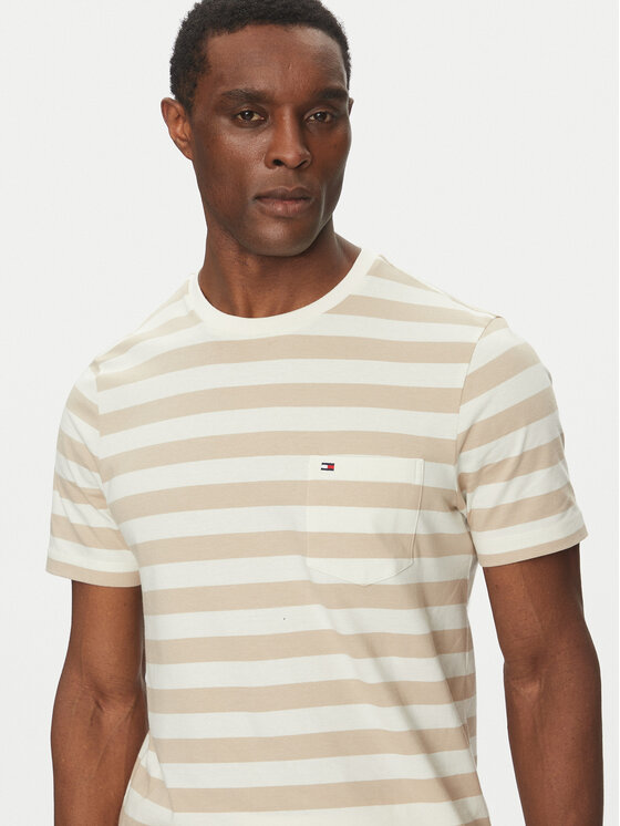 Футболка обычного кроя Essential MW0MW37283 Tommy Hilfiger, бежевый — фото 4