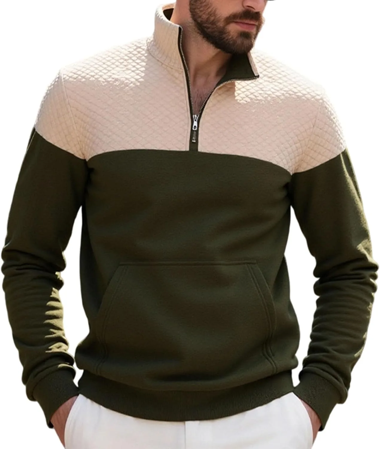 

Толстовка с молнией 3/4, мужская, с длинным рукавом и воротником-стойкой ZGHQHCDRH