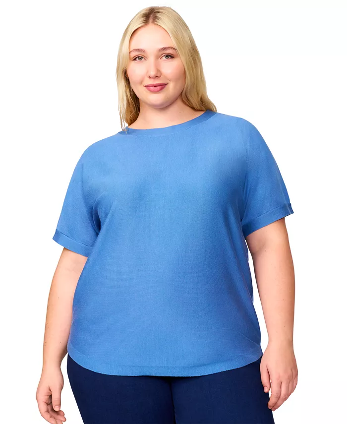 

Свитер с запахом и рукавами долман, больших размеров Melissa Paige, синий