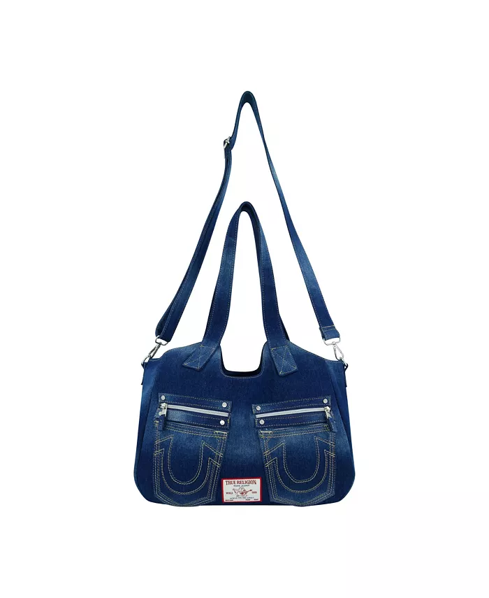 

Сумка-почтальон Horseshoe Stitch из темного денима True Religion, синий