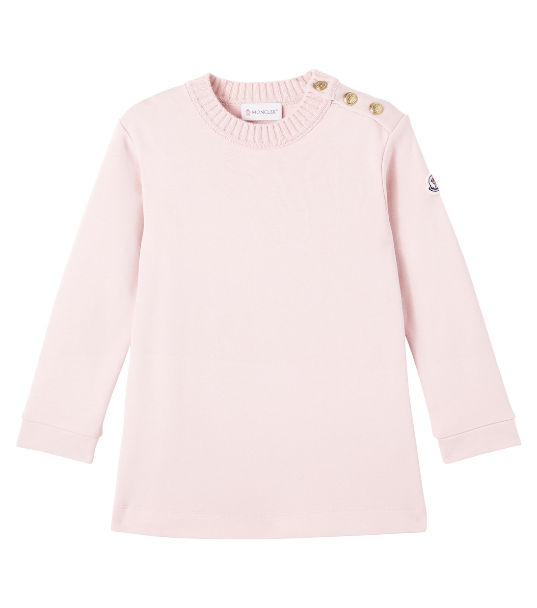 

Украшенное хлопковое платье Moncler Enfant, Peach Pink
