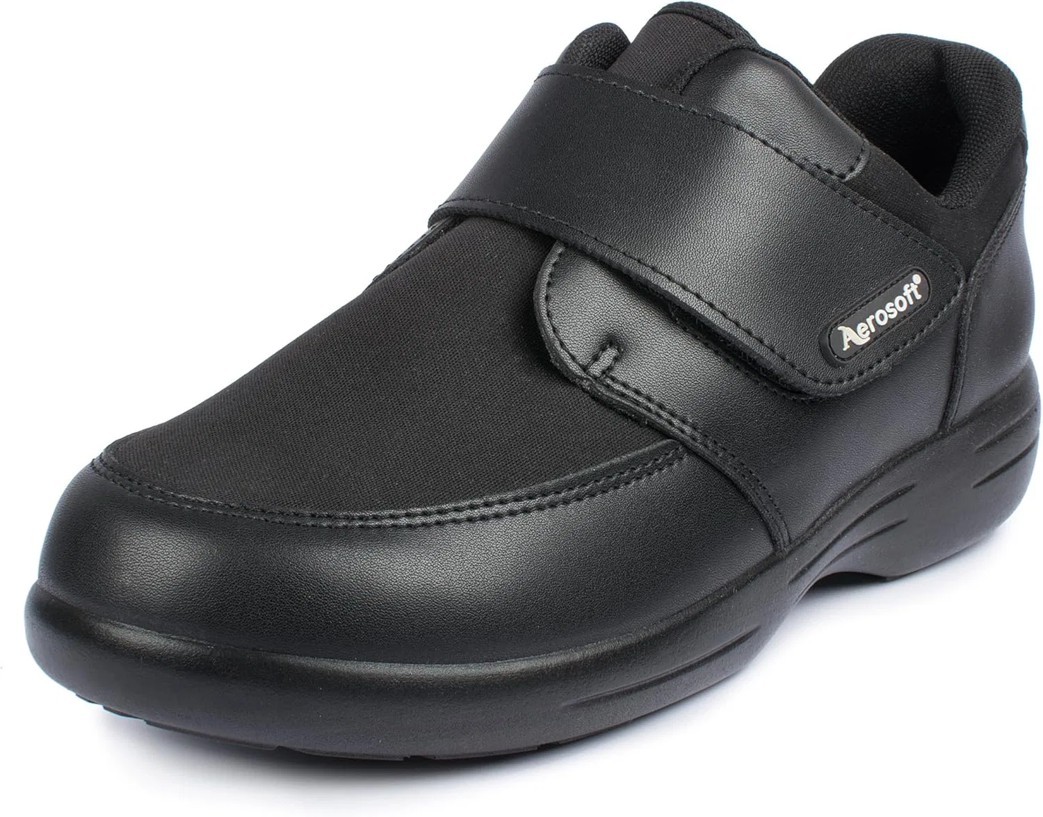Туфли Aerosoft Velcro Low Shoe Stretch 16 Women Men Wide G-H Non-Slip, Black