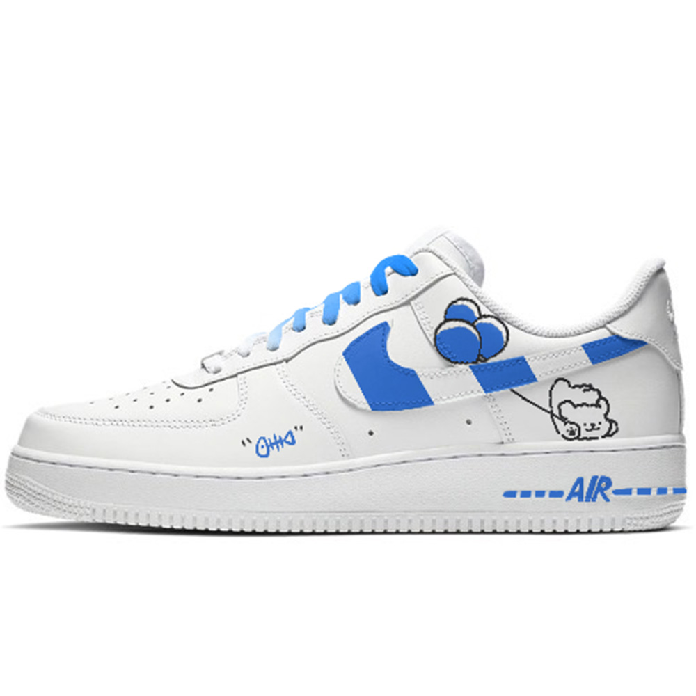 

Nike Кроссовки Air Force 1 устойчивые к износу низкие для скейтбординга унисекс сине-белые белые, цвет White