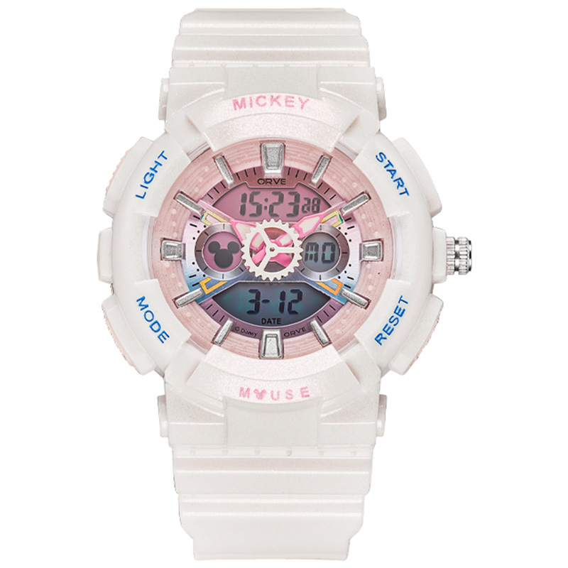 

Disney Часы Electronic+Quartz Movement TPU Strap Watch Women's Watch White Dial, Brilliant pink and white