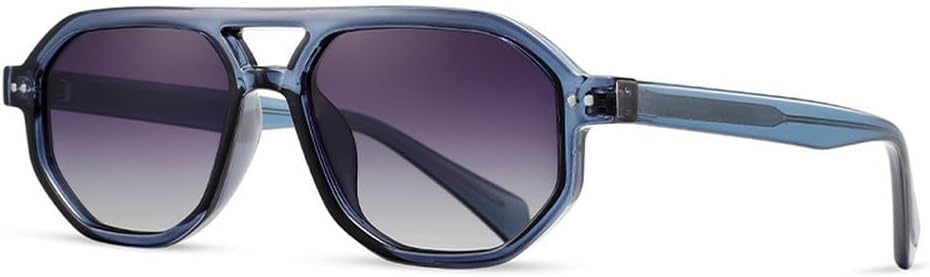 

Ретро-солнцезащитные очки с двойной перемычкой, многоугольные, женские, класса люкс, модные, с градиентным затемнением, защита от УФ-излучения UV400, мужские солнцезащитные очки с заклепками TKKTLLT, Blue Gray Gradient