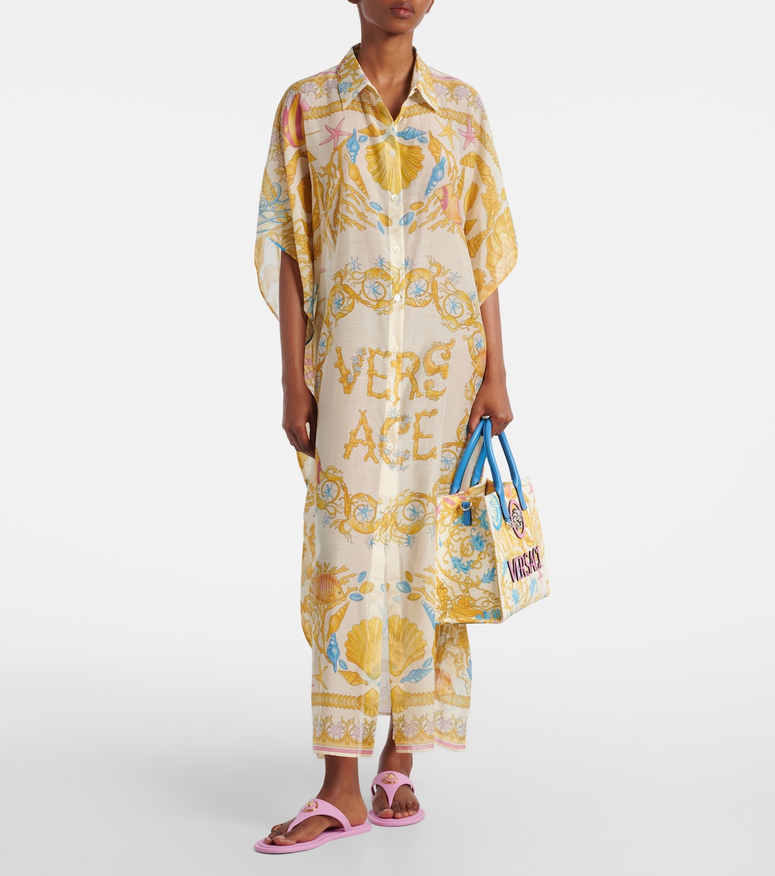 Сандалии-танга Alia Medusa, цвет гуава-золото Versace, Guava-Versace Gold — фото 3