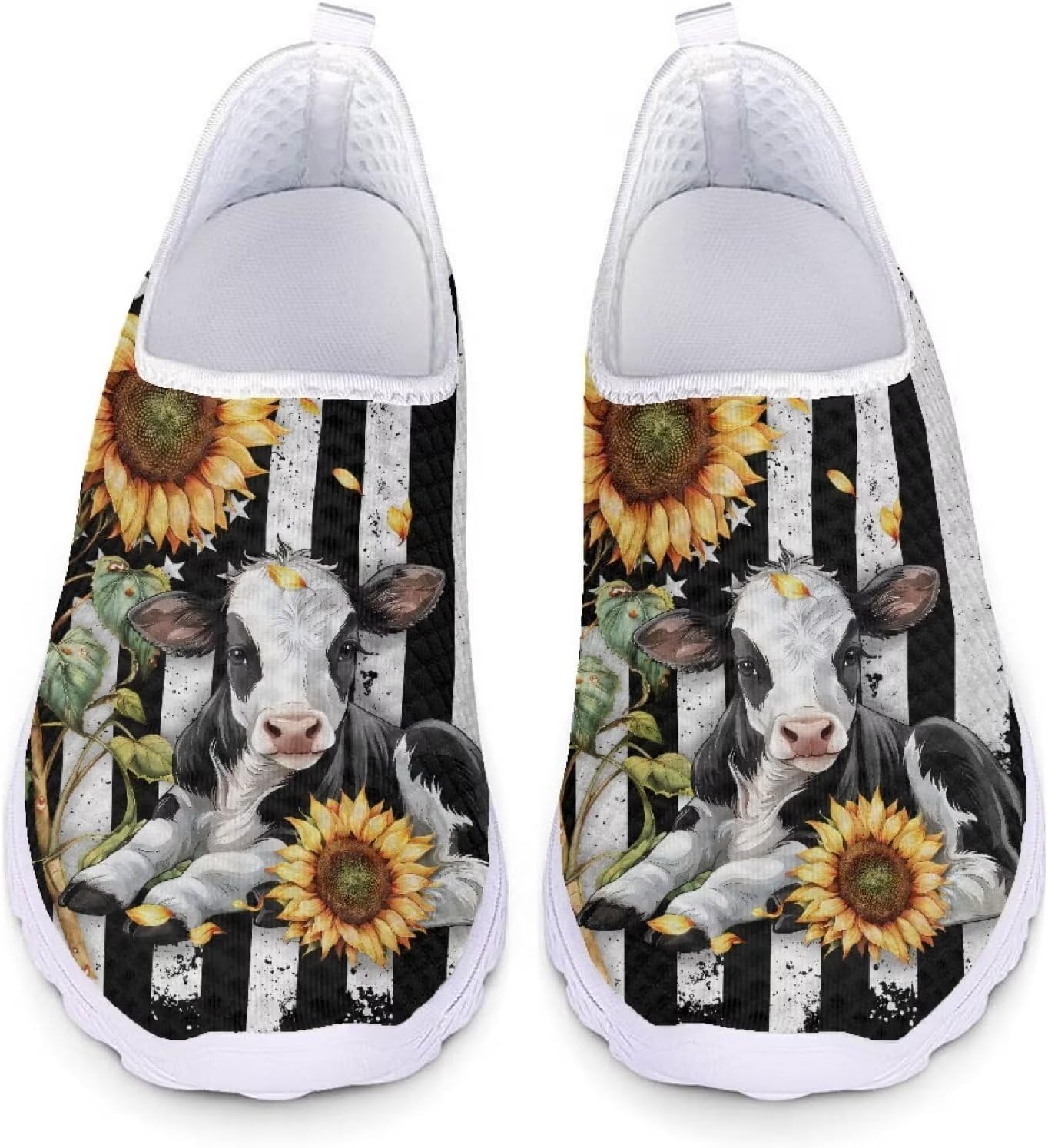 

Дышащие кроссовки из сетки для мужчин и женщин, на пятке, для бега и тренировок, на все сезоны Xixirimido, Us Flag Cow Sunflower