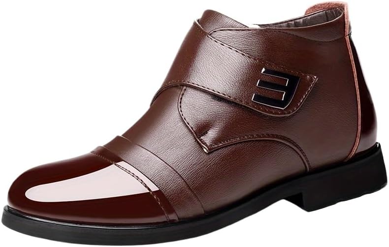 

Мужские зимние термоботинки Мужские повседневные кожаные туфли Мужские деловые кожаные туфли Hhhchpm, темно-коричневый