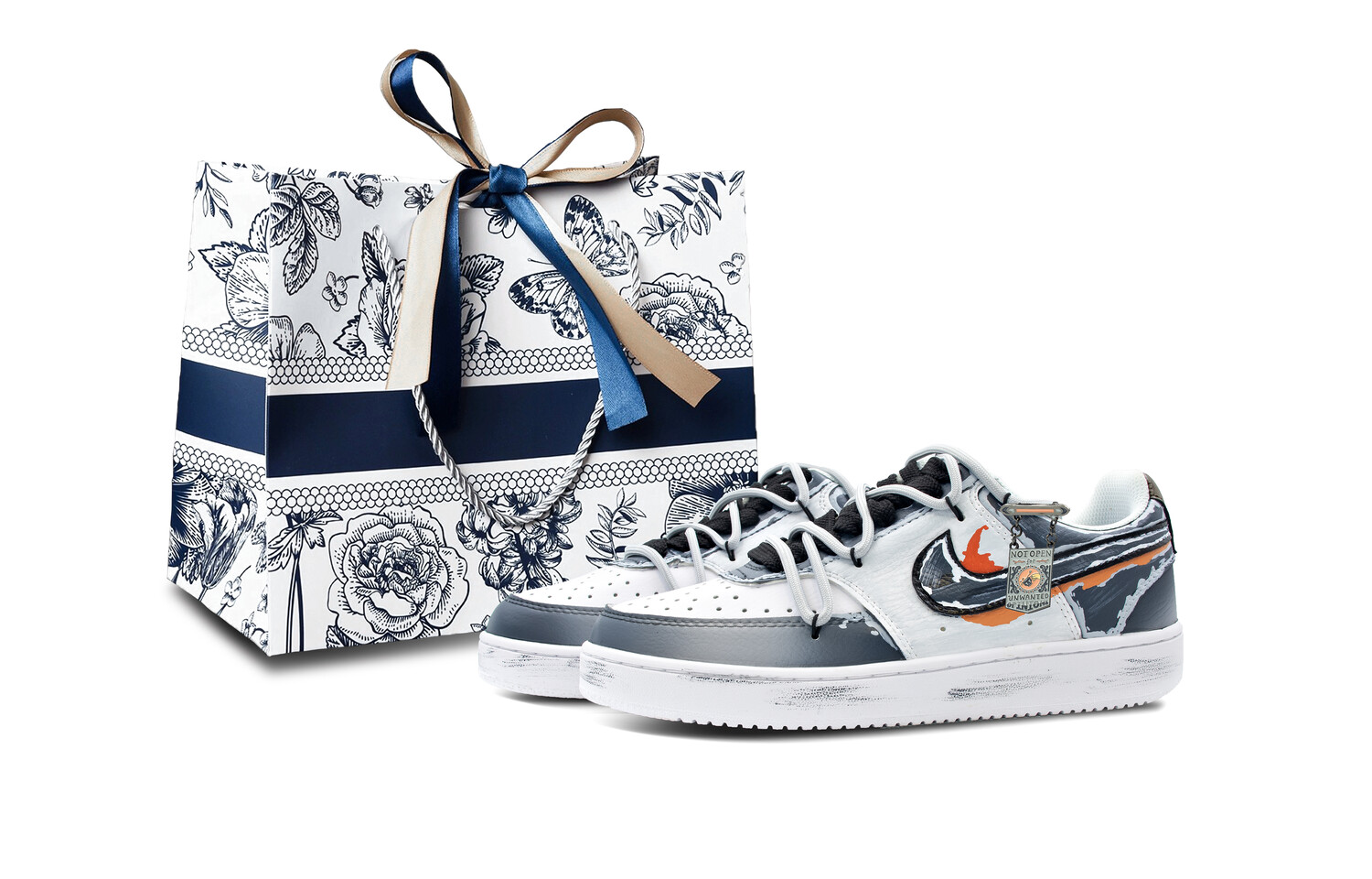 

Кроссовки Nike Court Vision 1 Skateboarding Shoes Women's Low-top Grey/white/orange, серый/оранжевый
