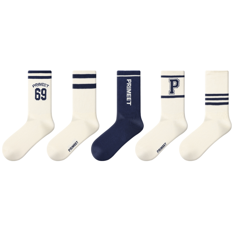

Носки до середины голени унисекс, 5 пар Primeet, Letter Crew Socks D Set