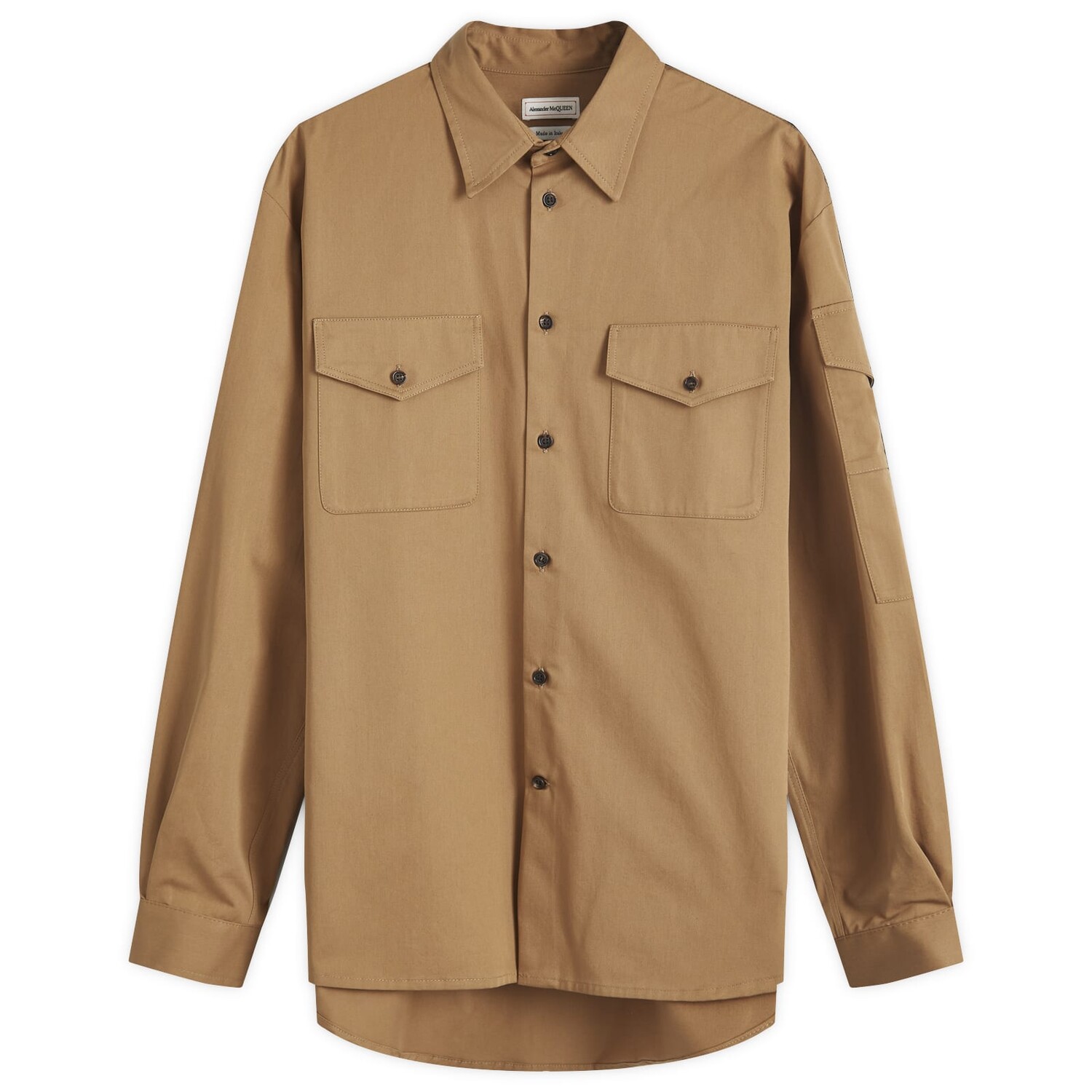 

Рубашка Alexander Mcqueen Logo Tape Military Shirt, цвет Rich Camel