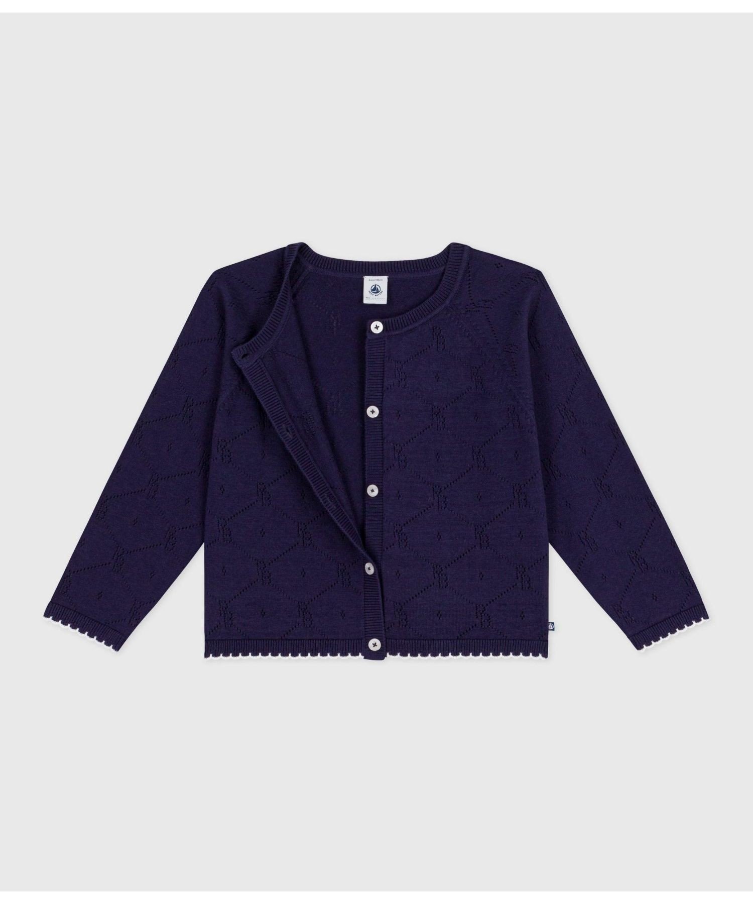 Ажурный вязаный кардиган PETIT BATEAU, Blue — фото 2