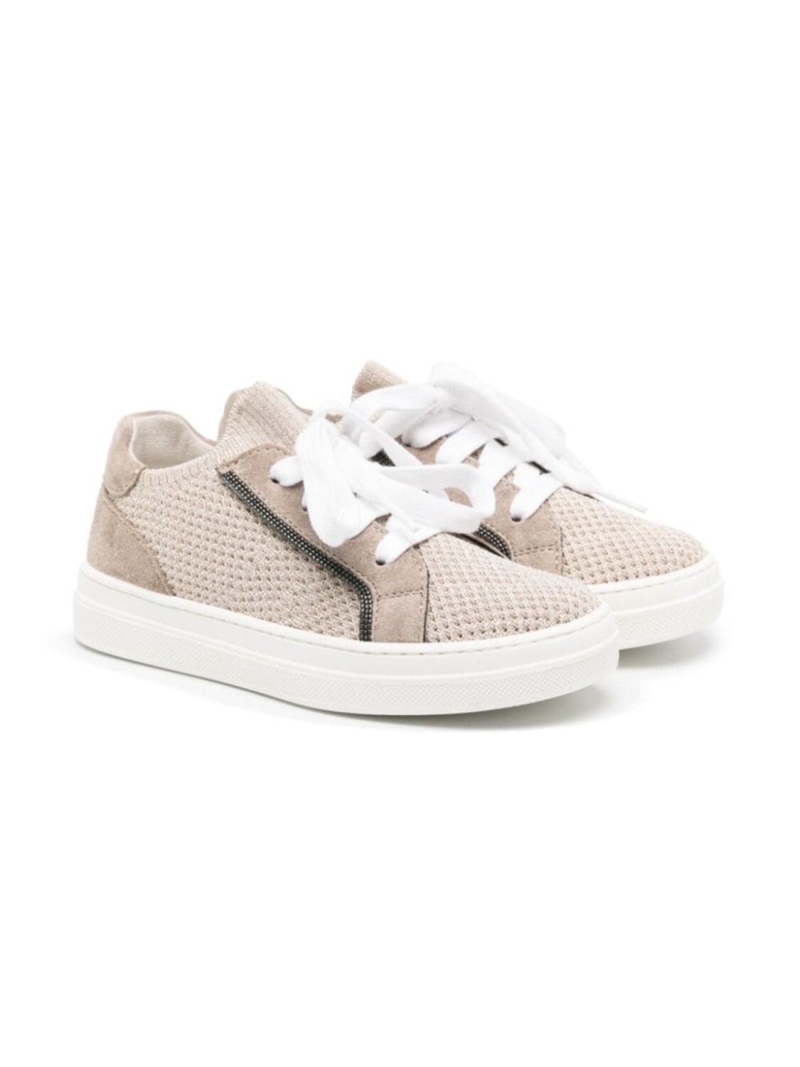 

Brunello Cucinelli Kids трикотажные кеды со вставками, нейтральный цвет